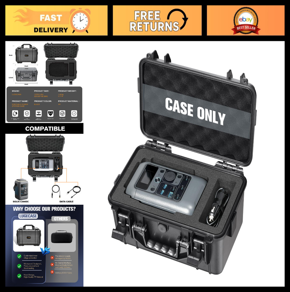 Portable Hard Case for Solar Generator – Waterproof Travel Storage Box for Power