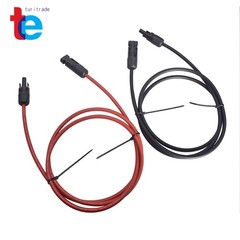 1 Pair 5ft (1.524m) Black + Red Solar Panel Extension Cable Wire Connector