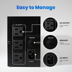 Backup UPS Power Supply 500VA 300W Battery Backup Device with 3 Outlets