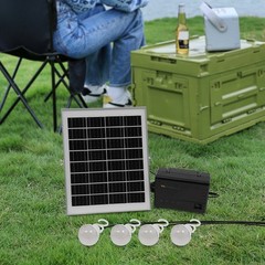 Solar Panel Power Generator Kit Battery Pack Power Station w/ 4 Bulbs