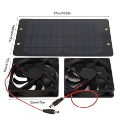 Solar Panel Powered Dual Fan Silicon Plastic 10W 12V 2A Outdoor Portable