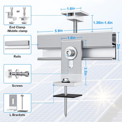 Solar Panel Mounting Bracket Kit for 1-4Pcs Panels, 10 Mini Rails Included