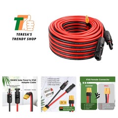 Solar to XT60 Extension Cable 10AWG 50FT Solar Connector to XT60 Cable for So…