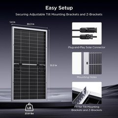 N-Type 16BB 400W Bifacial Solar Panel, 2×200W Solar Panels for 12V/24V Battery S