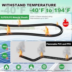Solar Panel Wire 10AWG 100FT Tinned Copper PV Cable IP68 Waterproof XLPE