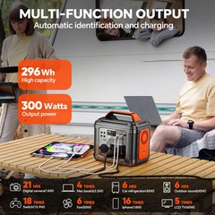 300W Portable Power Station 296Wh 80000mAh Solar Generator with Solar Panel