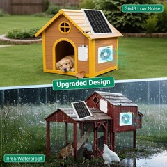 25W Solar Exhaust Fan with Battery for Chicken Coops, Greenhouses & Sheds | 9.8″