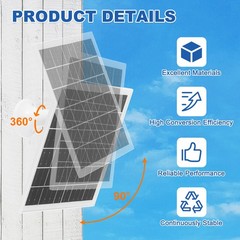 Solar Panel, 5W 6V USB Solar Panel Charger with 360 Wall Mount, White