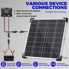 Mantenedor del cargador de bateria solar 20 W Y 12 V Impermeable Para Coche