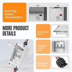 Solar Panel Disconnect Switch 400V DC/AC 60A PV Disconnect Switch Outdoor IP6…