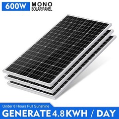 600W Watt 12 Volt Monocrystalline Solar Panel for Battery Charging RV Caravan
