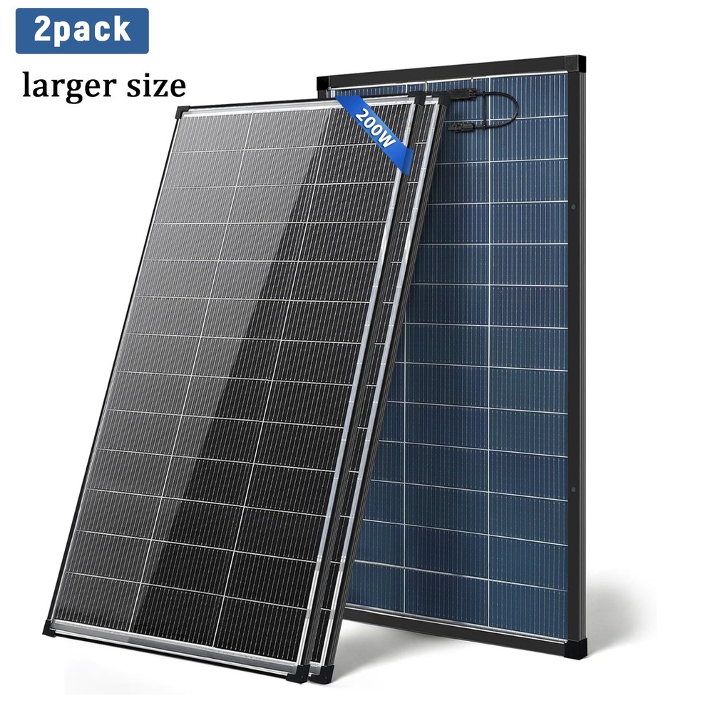 2PCS Solar Panel 400W(200*2) Bifacial N-Type PV Module 12V Home Off-Grid Battery