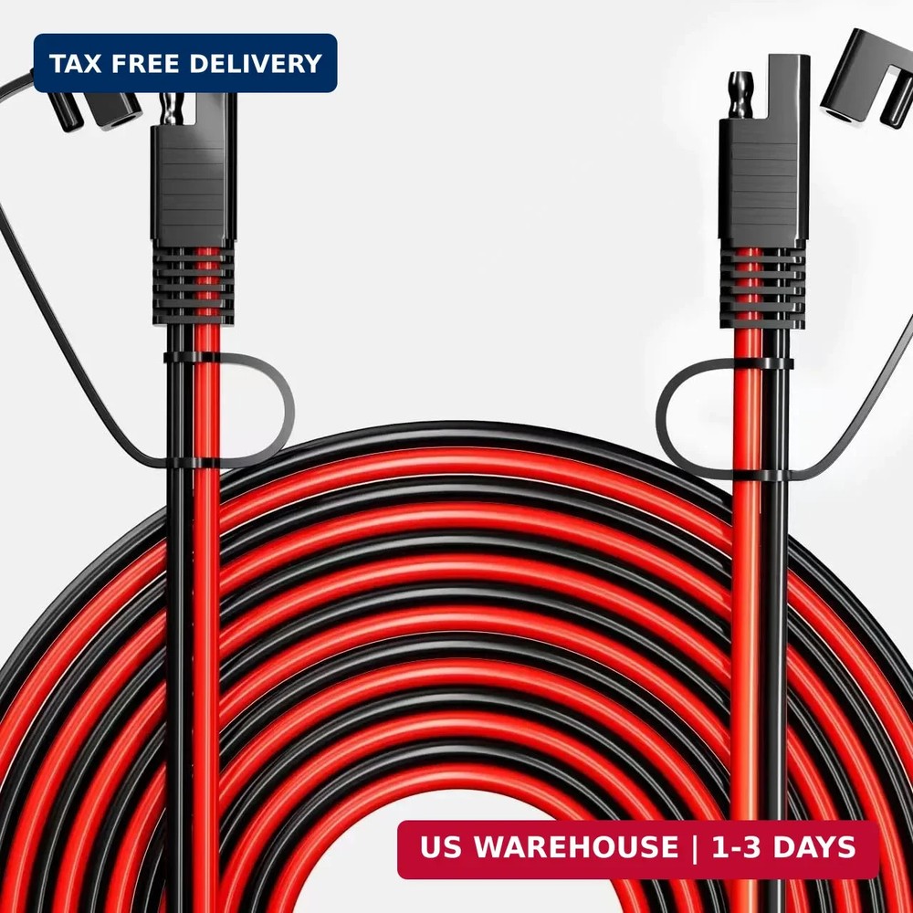 SAE Extension Cable 12AWG 20FT for Car RV Solar | SAE to SAE extension cord, 12A
