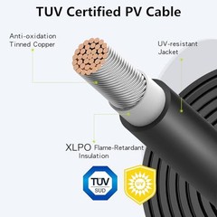 12AWG 10Ft Solar to Extension Cable, Tool-Free Solar Connector to-F XT60i 10FT