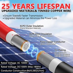 Vansdon 2×40 Feet Solar Panel Extension Cable, 10AWG Solar Cable, Solar Panel…
