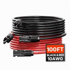 10AWG 100ft 2-Color Solar Cable, Black & Red, MC4