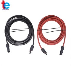 1 Pair 10AWG 20 Feet Solar Panel Extension Cable Wire Connector Black + Red