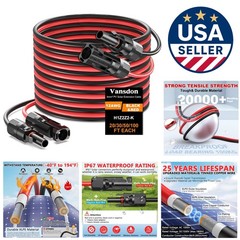 High Conductivity 30FT Solar Cable – 12AWG with Secure Waterproof MC4 Connectors