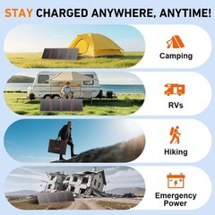 200W Portable Foldable Solar Panel Kit 20x27in, 9.7lb, with Separate Controll…