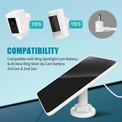 10ft cable-7W-5V Solar Panel Charger for Ring Camera Spotlight & Stick Up Cam