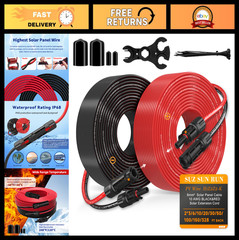 100FT Solar Extension Cable 10AWG 6mm² PV Wire with Waterproof Connectors for RV