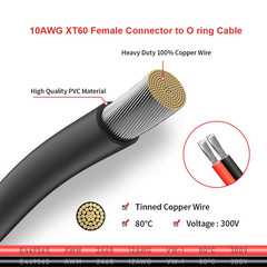 XT60 to O Ring Terminal Cable,10AWG XT60 Female to O Ring Connector Cable wit…