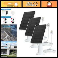 5V 4W Solar Panel Charger for Floodlight Security Cameras, IP65 Weatherproof, 3