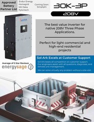 Commercial 60KW Solar Array – 3 Phase 208V Solar Kit + 2x 30K 208V Sol-Ark Inver