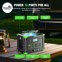 Portable Power Station 1000W Solar Generator 999Wh Fast Charging Backup Battery