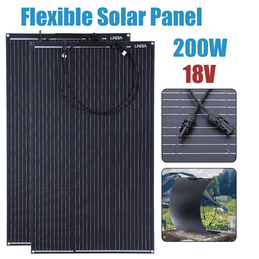 Solar Panel 200 Watt 12V-24V Flexible 23% High-Efficiency, 260° Ultra Bendable