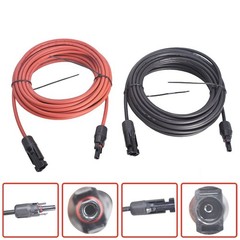 30Ft 10AWG Black + Red Solar Panel Extension Cable Wire Connector