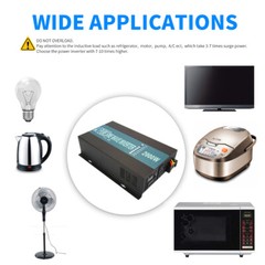 2000W Power Inverter Pure Sine Wave Inverter 12V 110V 120V Car Truck Boat Solar