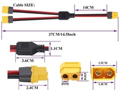 XT60 Y Splitter Cable, 1 Female to 2 Male Connector Adapter, 14AWG XT60 Exten…