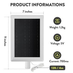 2-Pack 5W Solar Panel Charger with Mount & 12FT Cable for Security Cameras