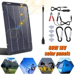 60W Portable Solar Panel Kit for Car Battery Charging 12V Trickle USB Power IP65