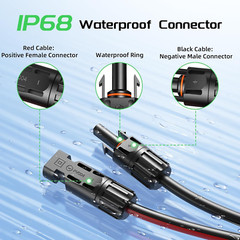 50Ft 10AWG Solar Panel Extension Cable, 6Mm² Twin Wire Conductor Parallel Solar