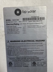BP SOLAR PANEL WITH BRACKET MOUNTING Model # SX310M