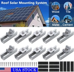 Solar Panel Rail Kit Mounting Bracket Clamp Aluminum For 4x Solar Panels Mount