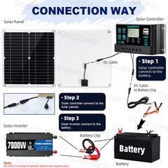 7000W Solar Kit 12V 110V Inverter Battery ChargerLighting/Camping W/300W Panels