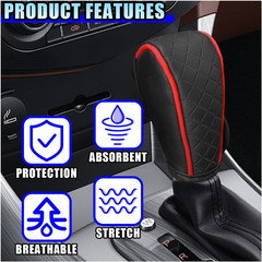 Leather Car Gear Shift Knob Cover, Anti-Slip Breathable Car Shifter Lever Cover,