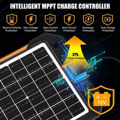 Weatherproof 12V Solar Trickle Charger with Smart MPPT Controller – 1 Count