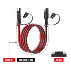 14AWG SAE 6FT Extension Cable with Polarity Reverse Adapter for Solar Panel RV