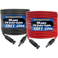 High-Performance 10 AWG Solar Wire – 100FT (50FT Red & Black) with PV Connectors