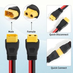 XT60 Extension Cable 10AWG 20FT Male to Female Connector – for Solar Power
