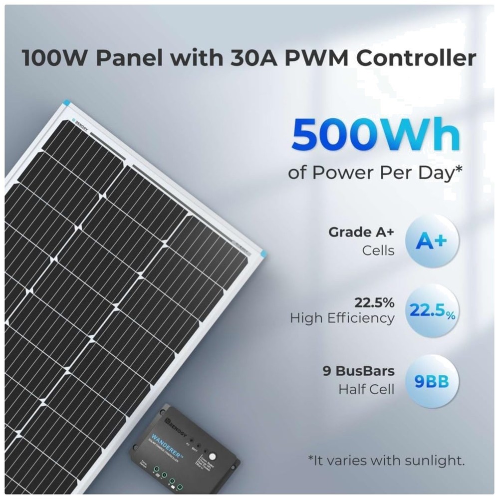High Efficiency 100W Monocrystalline Solar Panel