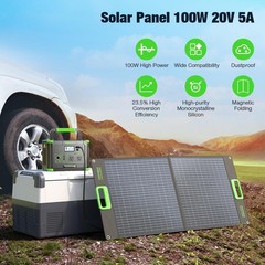 GRECELL 100W Portable Solar Panel for Power Station Generator, 20V Foldable S…