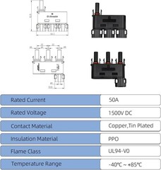 1500V Waterproof Solar Branch Connector 3 to 1 Y Connector FMM MFF Solar