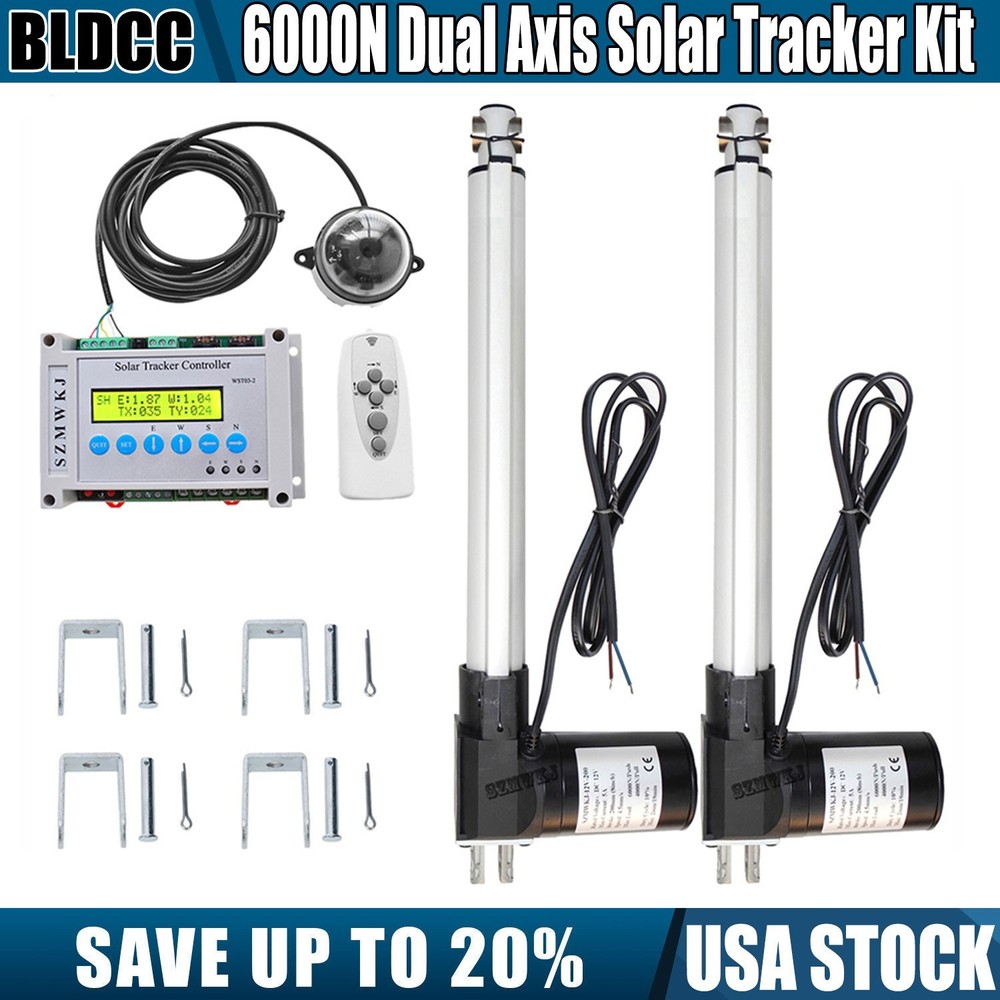 6000N Dual Axis Solar Track System -2X16″ Linear Actuator &Electronic Controller