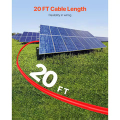 Solar Panel Extension Cable 10AWG PV Wire Cable in 20 Ft. Black and 20 Ft. Red W