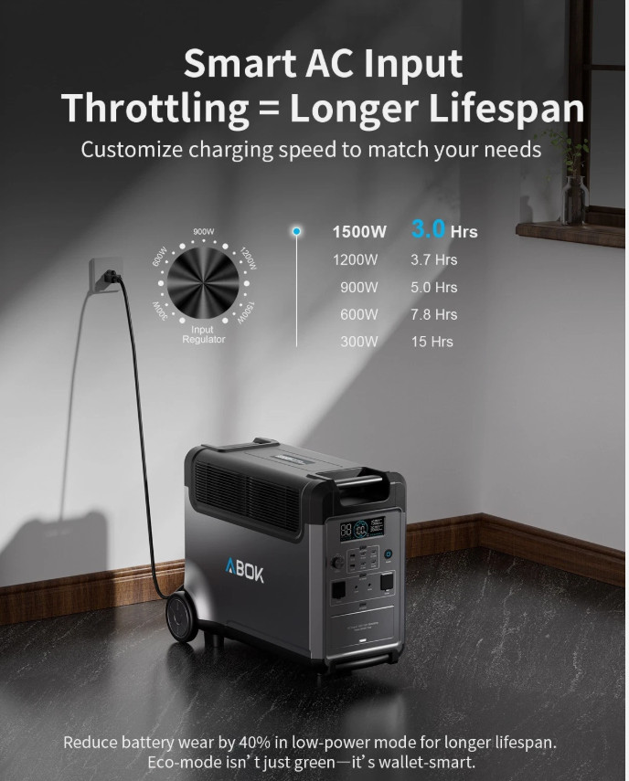 ABOK Ark3600 Portable Power Station,3840Wh LiFePO₄ Solar Generator,Home Use RV